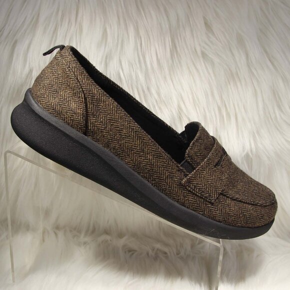 CLOUDSTEPPERS by Clarks Slip-On Loafers Sillian 2.0 Hope Brown Tweed Size 11 M - Picture 1 of 12
